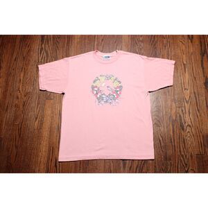 Vintage 90's USA-Made Endless Designs Flower Wreath Peachy Pink T-Shirt - 2XL